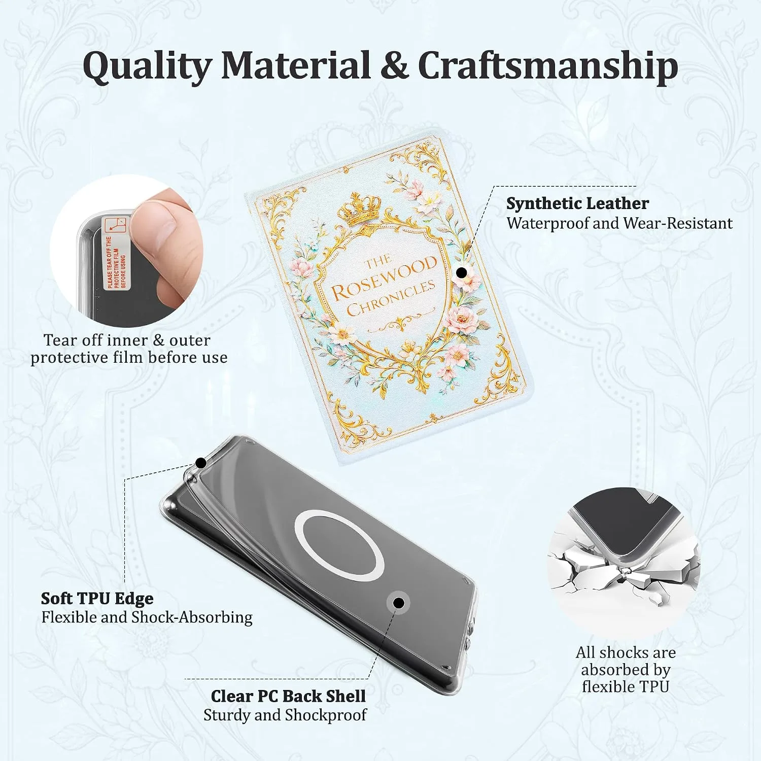 Magnetic Book Cover Case for 7'' Kindle Paperwhite & Colorsoft