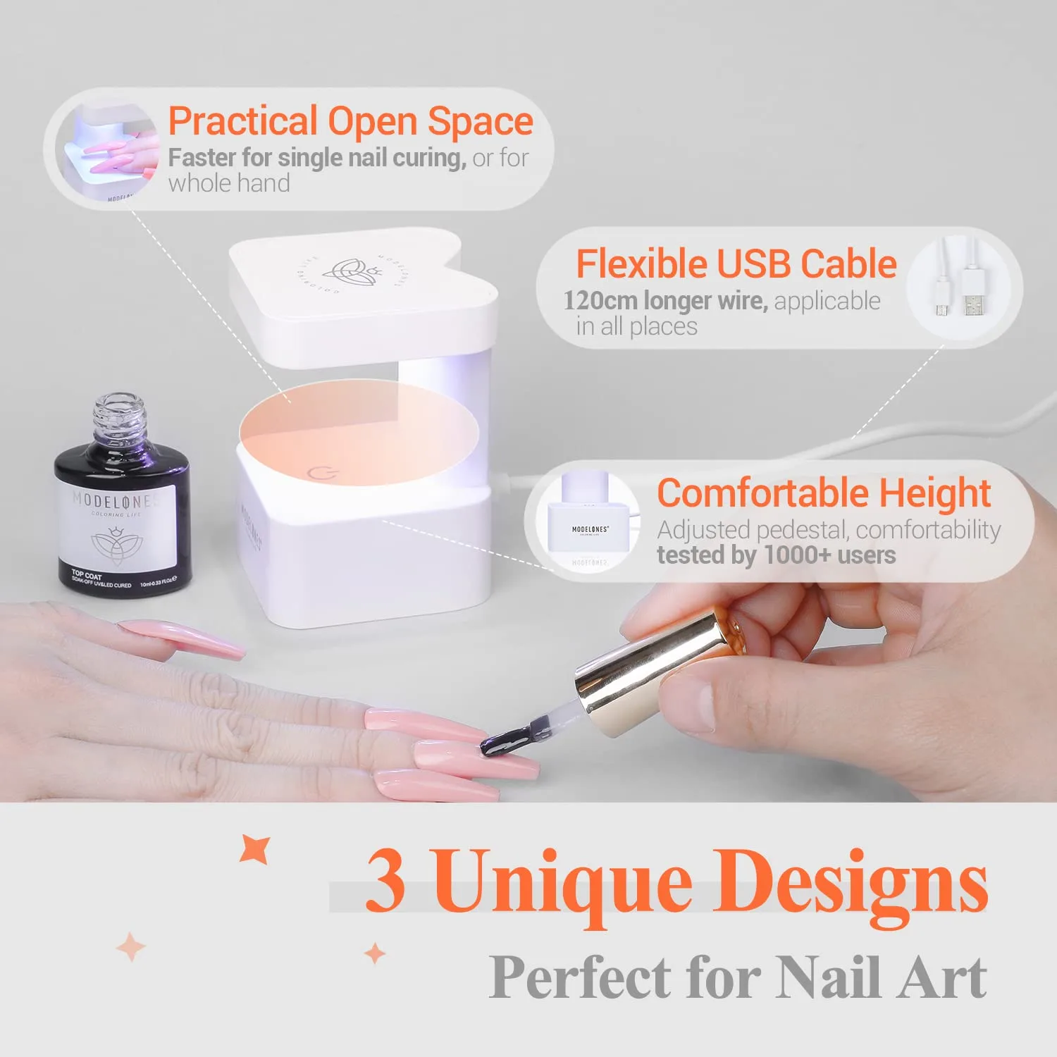 modelones Mini UV Light for Gel Nails Flash Curing 2 Timers Nail Stuff