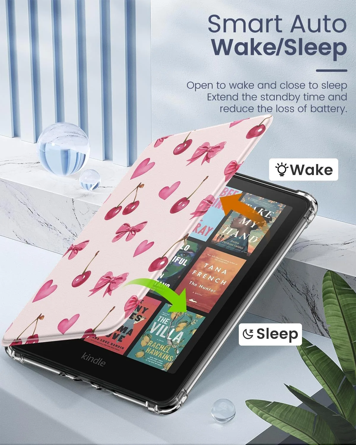 MoKo Case for Kindle Paperwhite 12th Gen & Colorsoft 2024, Cherry Bow