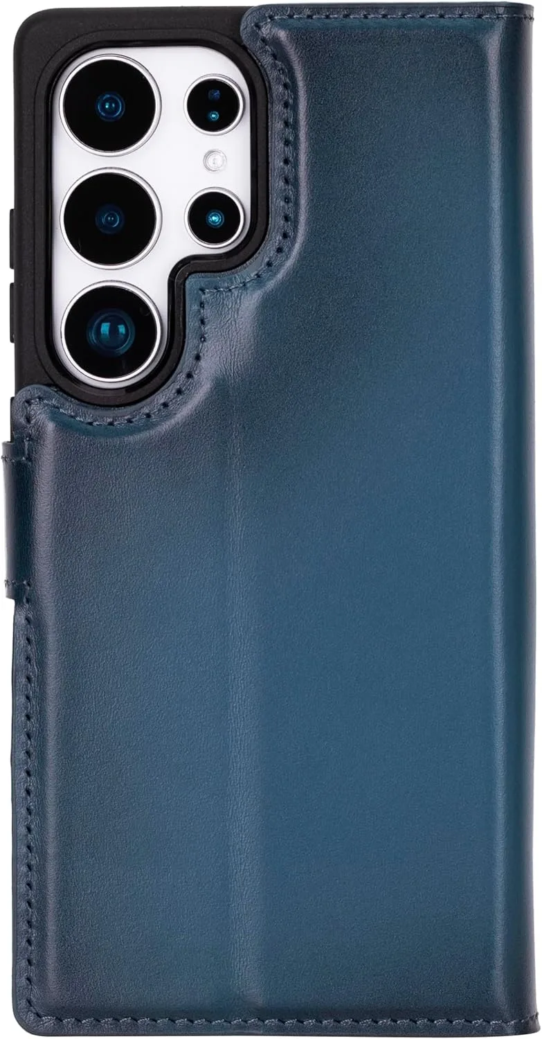 VENOULT Wallet Case for iPhone, Full Grain Genuine Turkish Leather, Magnetic Detachable, RFID 4 Card Slots, Business Style, Compatible with MagSafe (Admiral Blue, iPhone 16 Pro MAX)