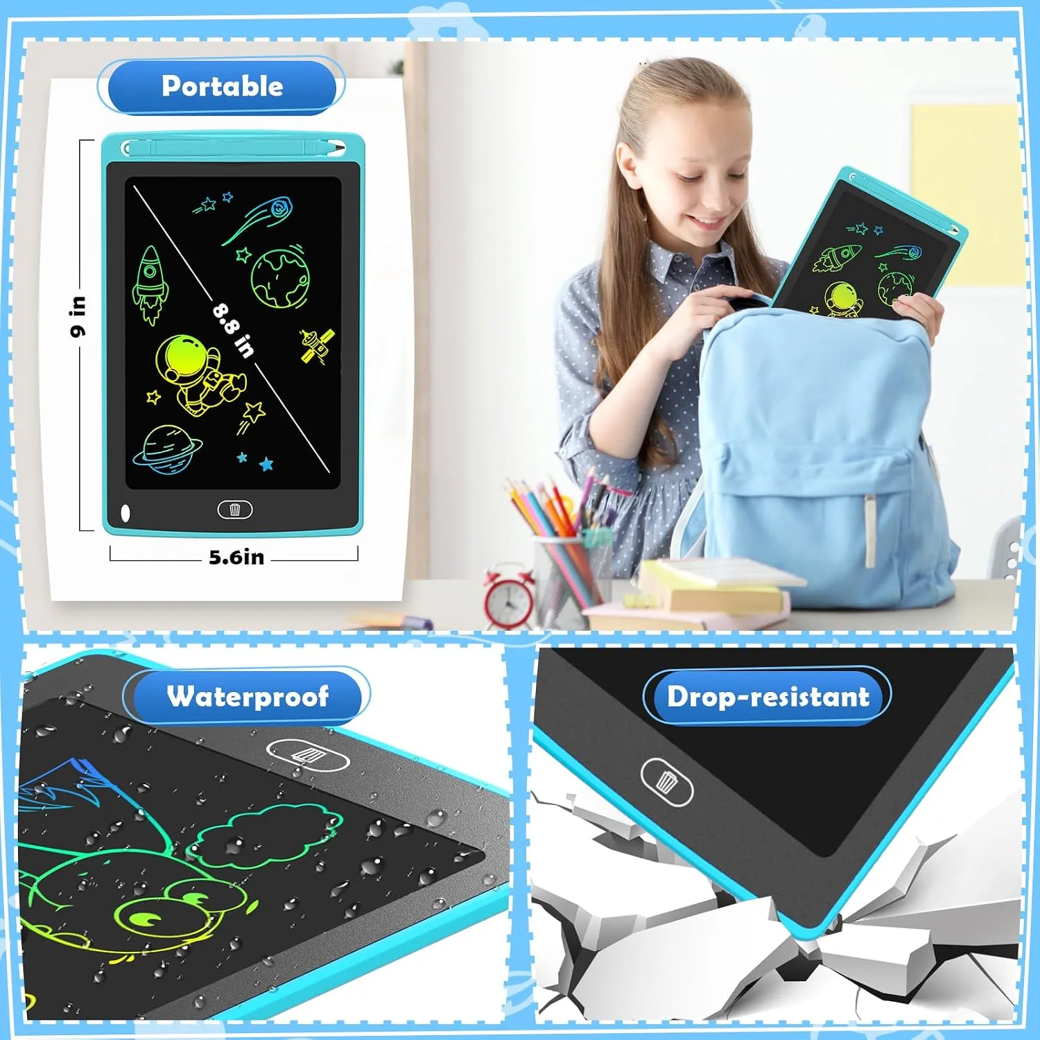 TQU 3 Pack LCD Writing Tablet for Kids, 8.5 Inch Colorful Doodle Board Drawing Tablet, Educational Learning Toys Birthday Gifts for Boys Girls Age 3 4 5 6 7 8