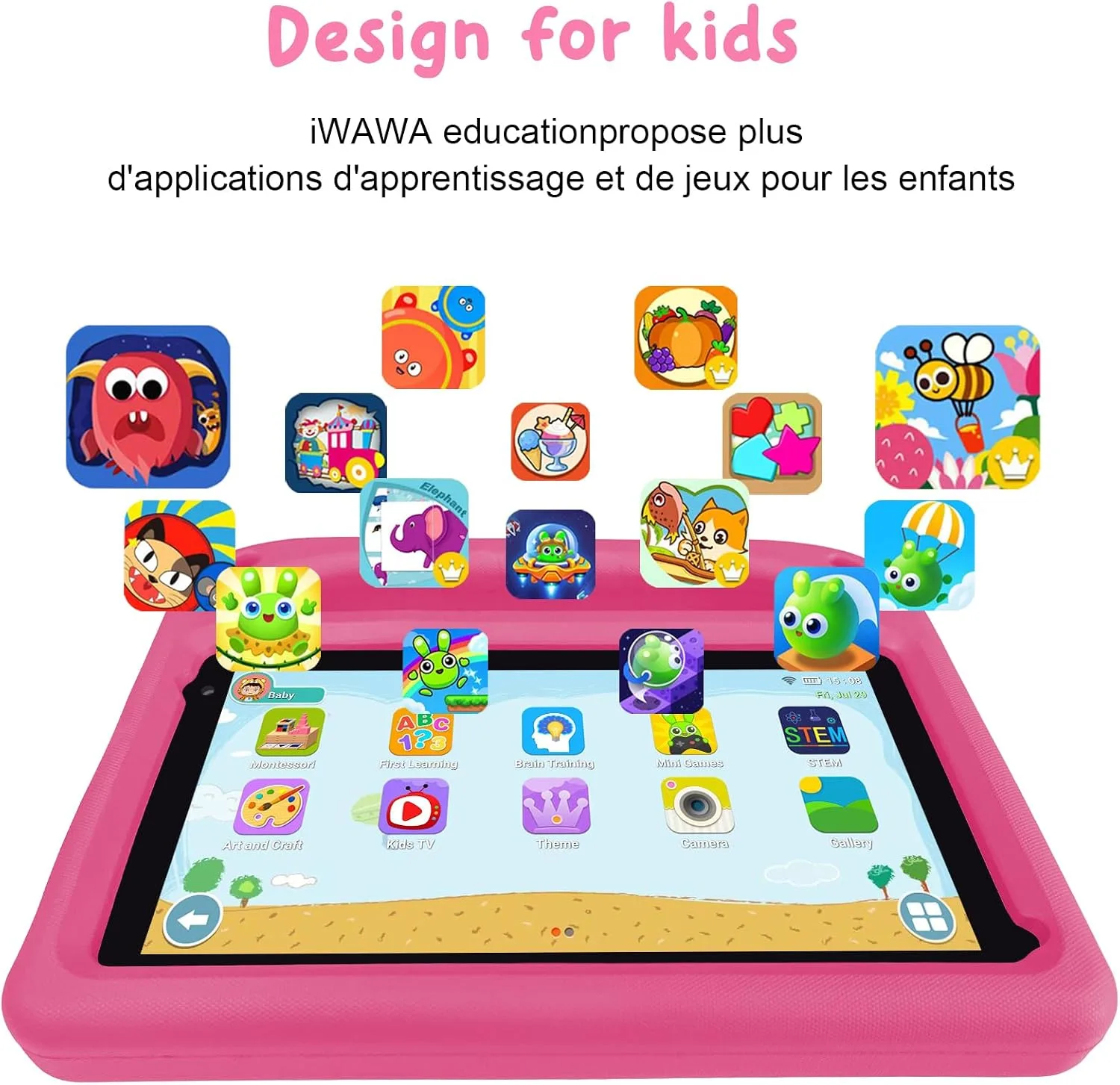 GOODTEL GOODTELTablet｜7id inch Android Tablet｜7GB RAM 64GB ROM (TF 1TB) ｜1024 * 600 IPS FHD｜8MP+5MP｜Bluetooth 5.0｜Wi-Fi 6｜ for Toddler Children, Parental Control,EVA RASE
