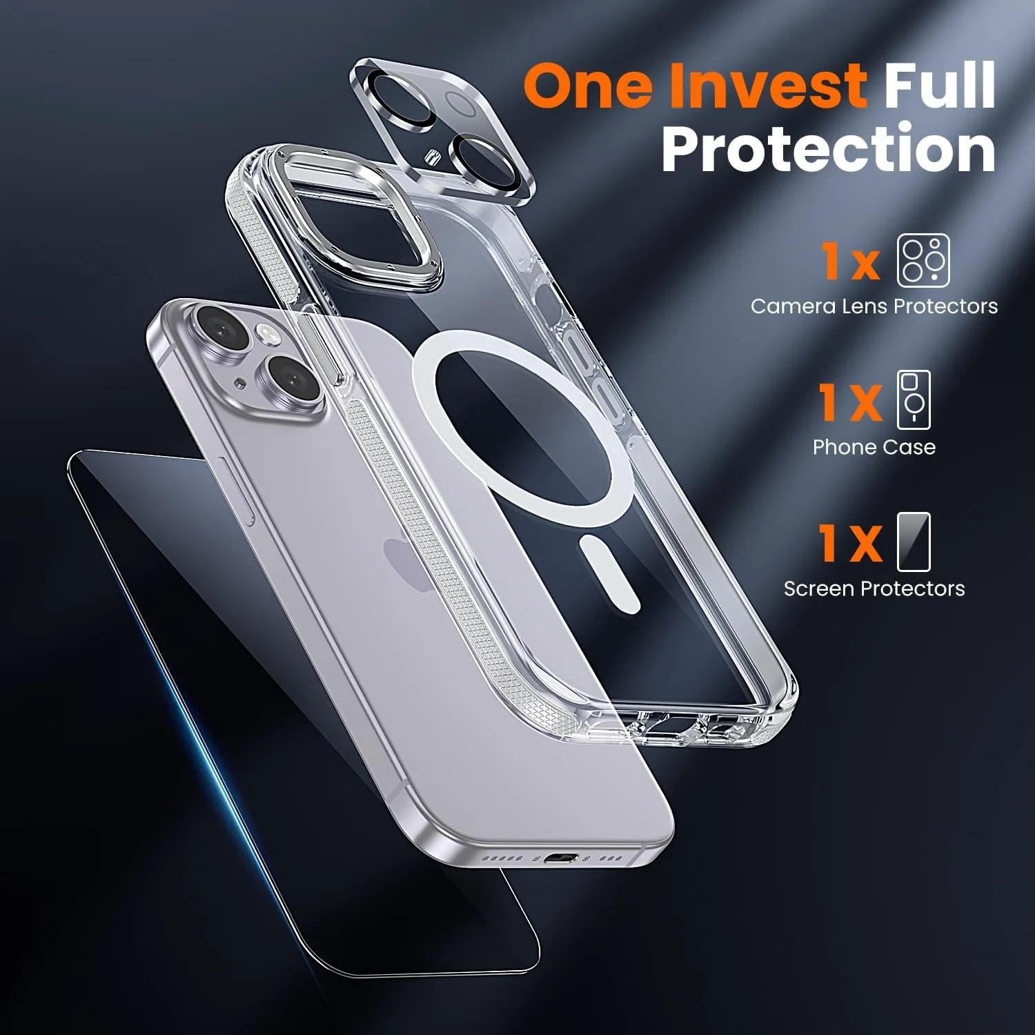 toushion 3 in 1 for iPhone 14 Case Clear Bumper