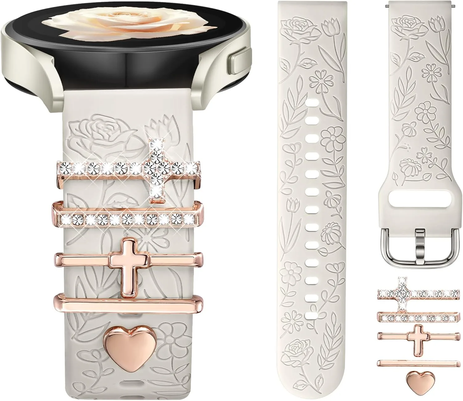 DaQin Flower Engraved Band Compatible with Samsung Galaxy Watch 7 Bands