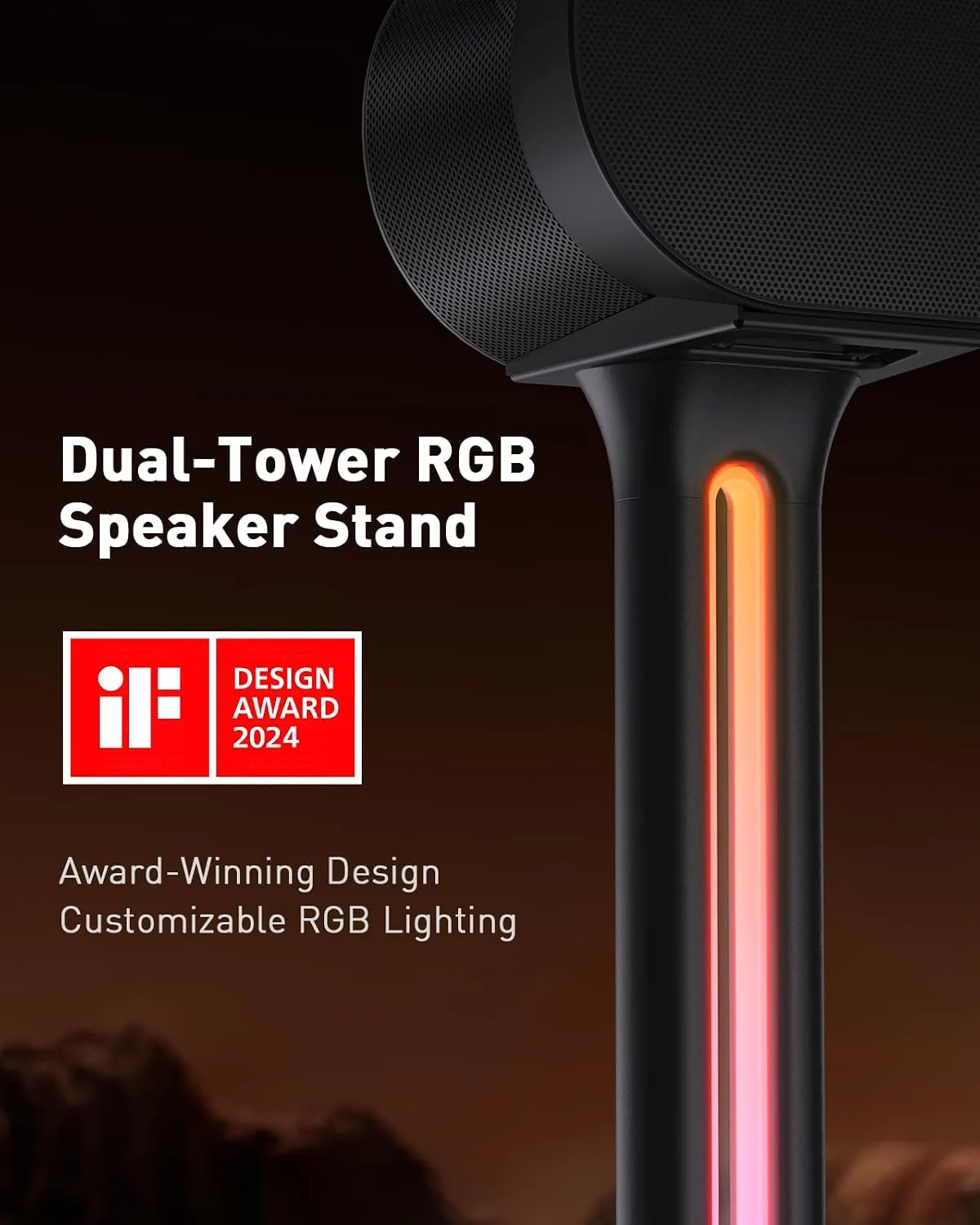 Perlegear Speaker Stands Pair Sonicbeam™ with RGB Lighting, Holds to 22 lbs