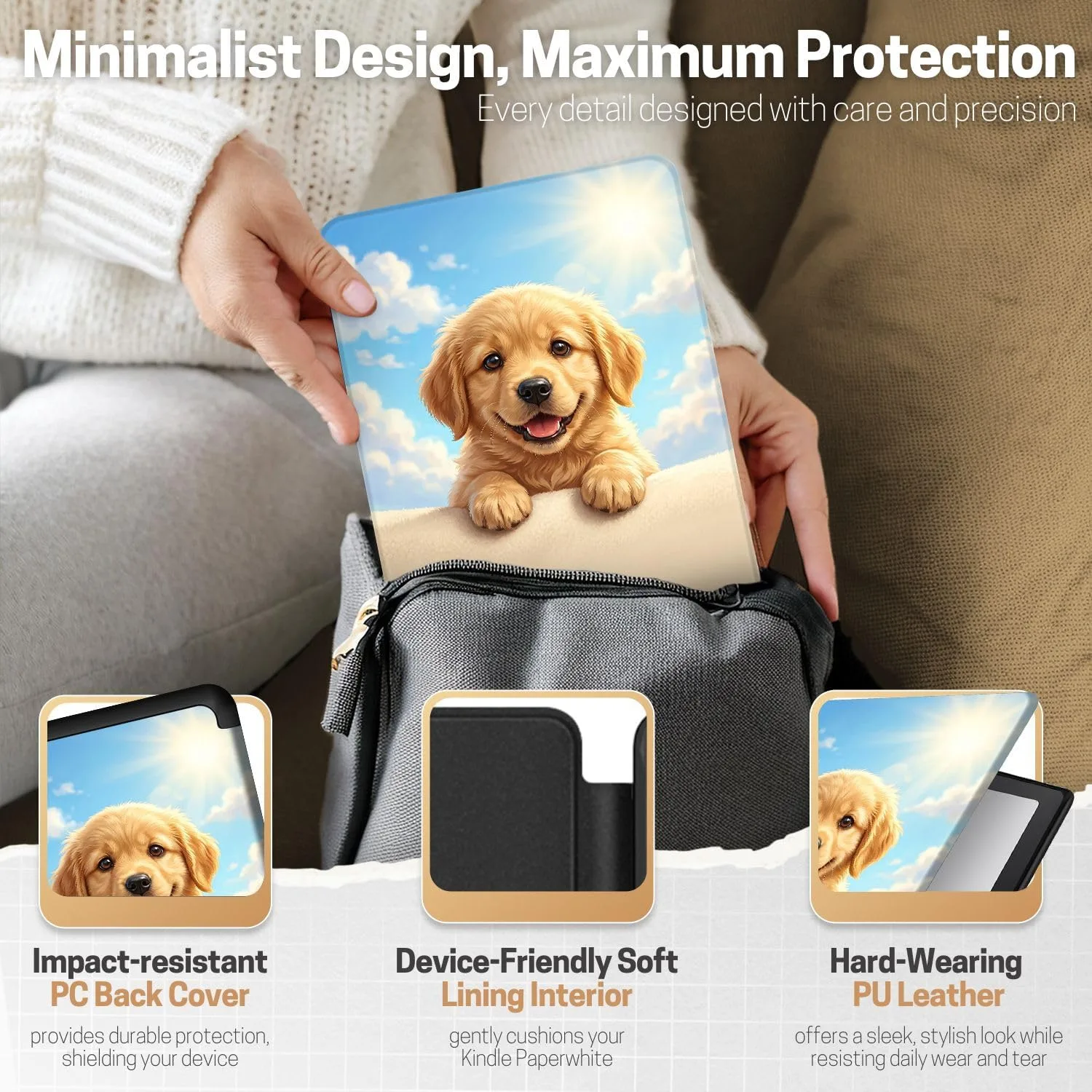 TNP Kindle Paperwhite 12th Gen Case, Colorsoft 7-Inch Cover, Dog Smile