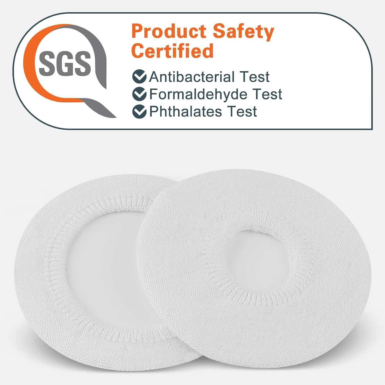 Geekria 2 Pairs Knit Headphones Ear Covers - Product Safety Certified - Washable & Stretchable Sanitary Earcup Protectors for On-Ear Headsets, Sweat Pads for Gym, Meeting (Size S/White)