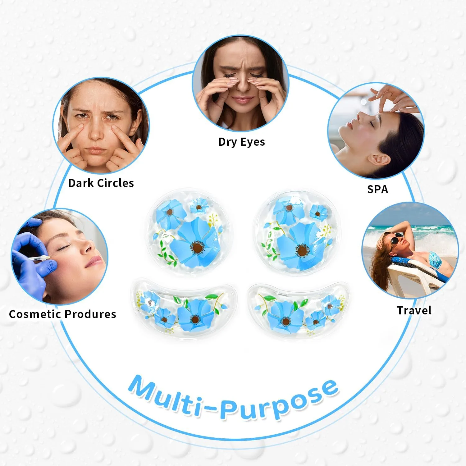4PCS Gel Eye Ice Pack Set Reusable, Cold and Hot Compress for Eyes