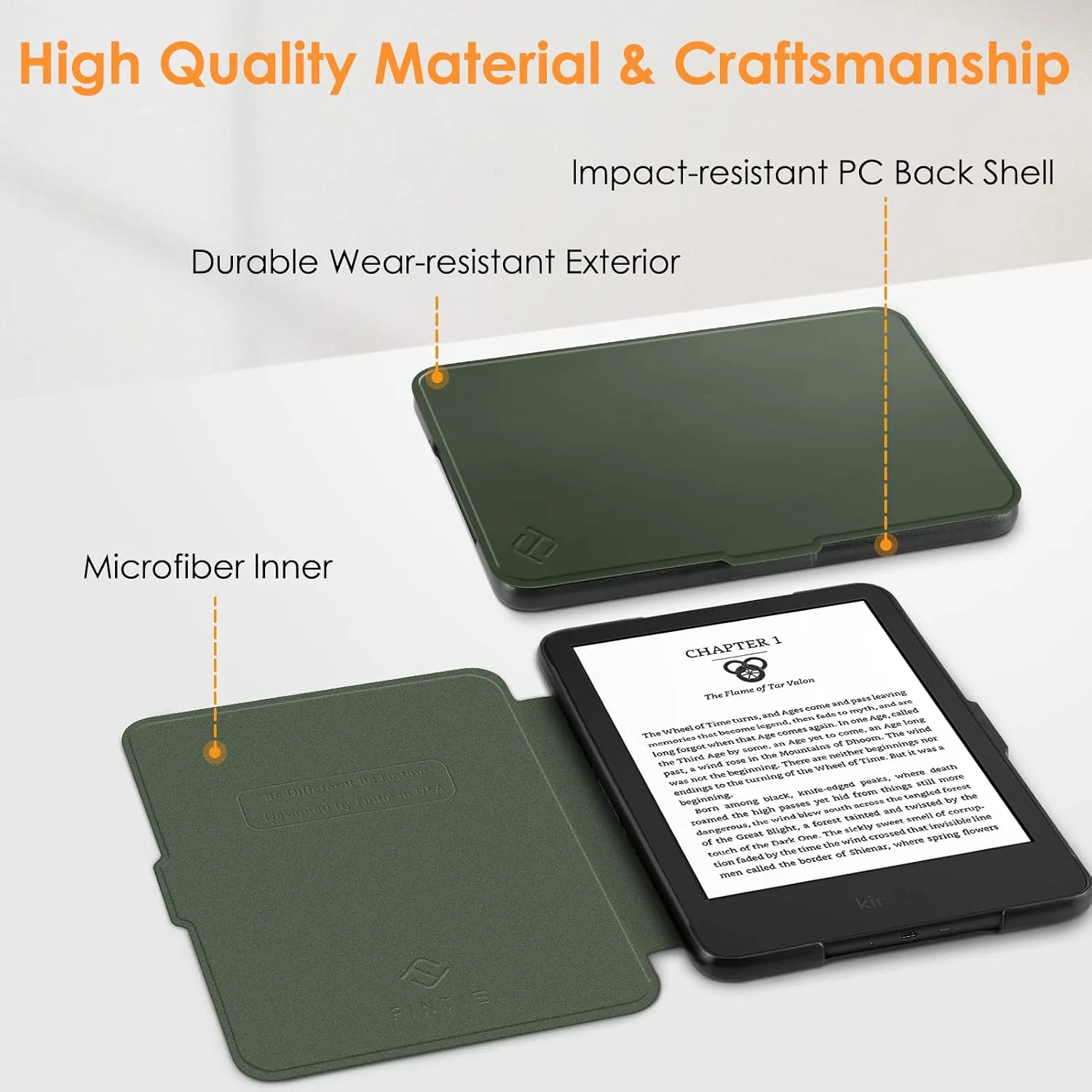 Fintie Slimshell Case for 6" Kindle 2024/2022 11th Generation, Alpine Green