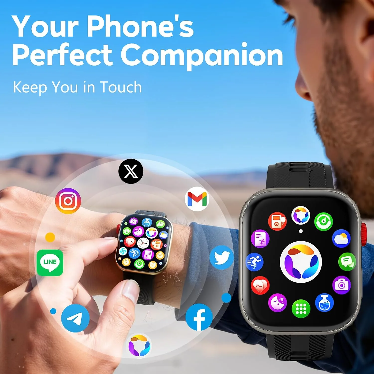 Smart Watch for Men & Women, 1.88" HD Screen, 120+ Sports Modes Black