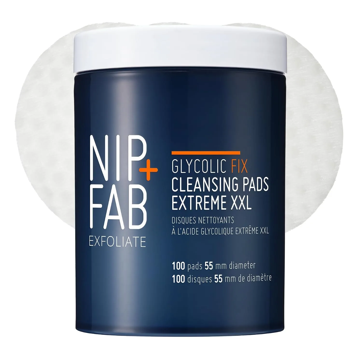 Nip + Fab Glycolic Fix Night Pads Extreme XXL (100 Count) – 5% Glycolic Acid Exfoliating Face Pads with Salicylic Acid – Resurfacing AHA BHA Chemical Peel for Blemishes & Texture