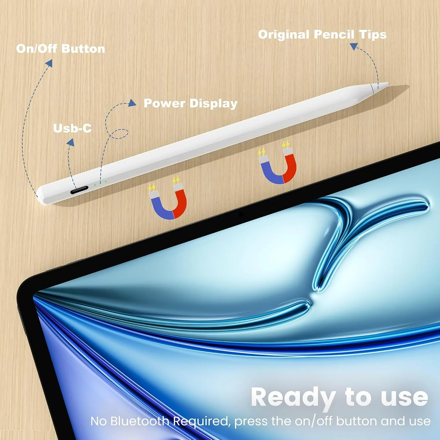 Penlike Pencil for Apple iPad 2026-2018, Fast Charge Stylus Pen for iPad