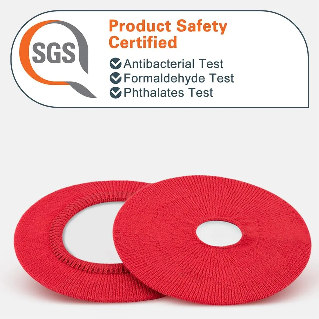 Geekria 2 Pairs Knit Headphones Ear Covers - Product Safety Certified - Washable & Stretchable Sanitary Earcup Protectors for On-Ear Headsets, Sweat Pads for Gym, Meeting (Size S/Red)