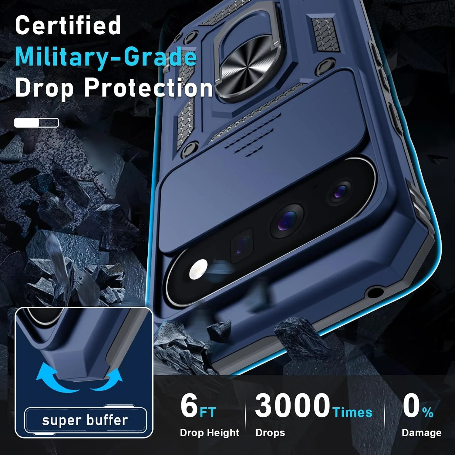 for Google Pixel 11/11 Pro Case Built in Slide Camera Cover,Blue