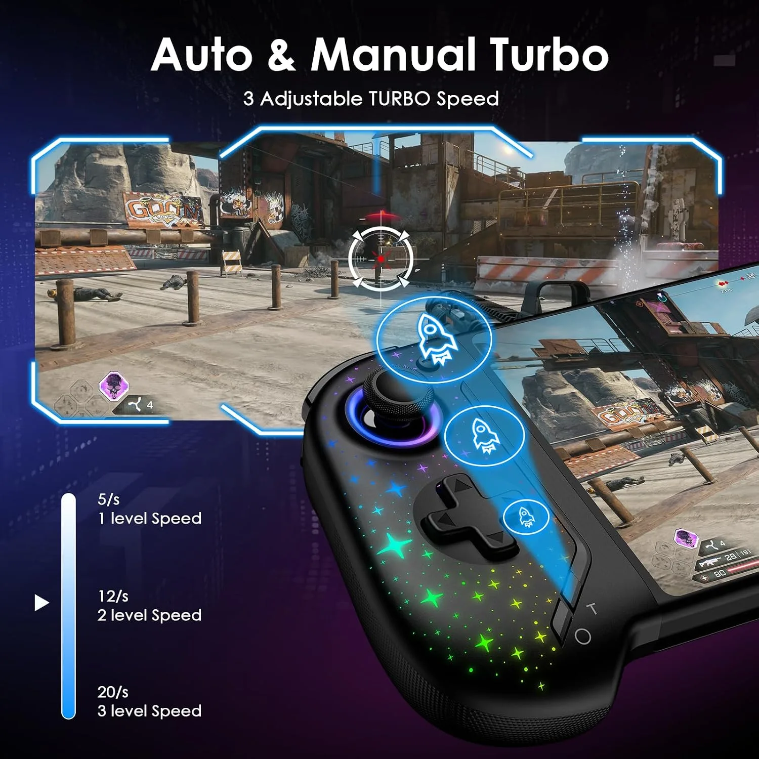 Moonag Switch Controllers Compatible with Nintendo Switch/OLED, Hall Effect One-Piece Controllers with 6-Axis Gyro, Motion Control, Wake-up, Dual Vibration, Turbo, 1000mAh Battery, Star