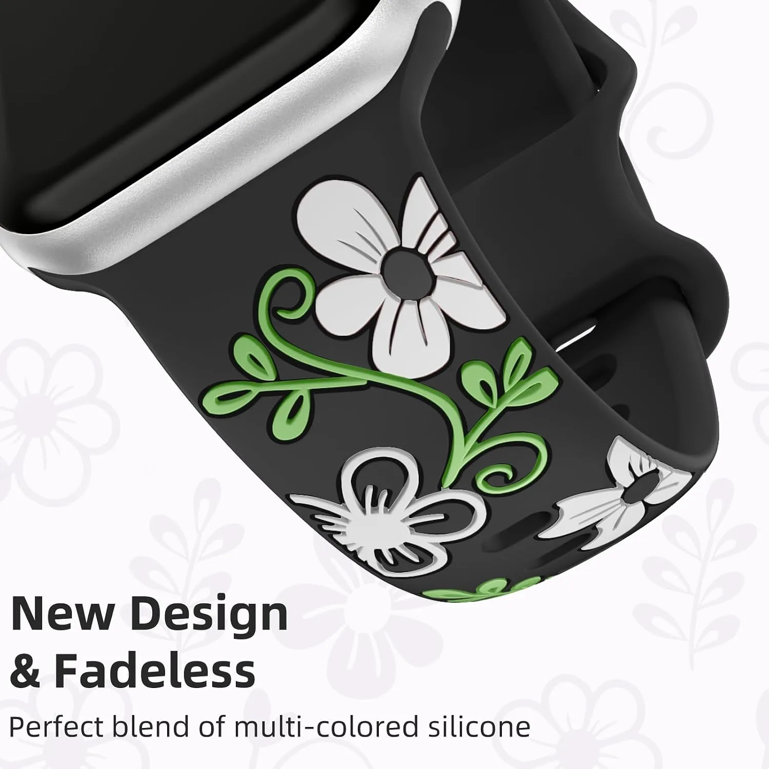 Witzon Floral Silicone Band Compatible with Apple Watch Bands For Women