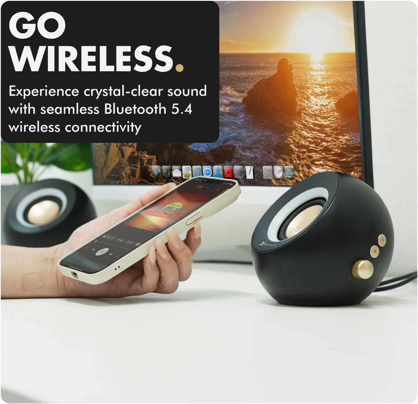 X9 Performance Computer Speakers for Desktop PC - Wireless Bluetooth, Aux, and USB Laptop Speakers with RGB Lighting for Desktop, Monitor, Gaming