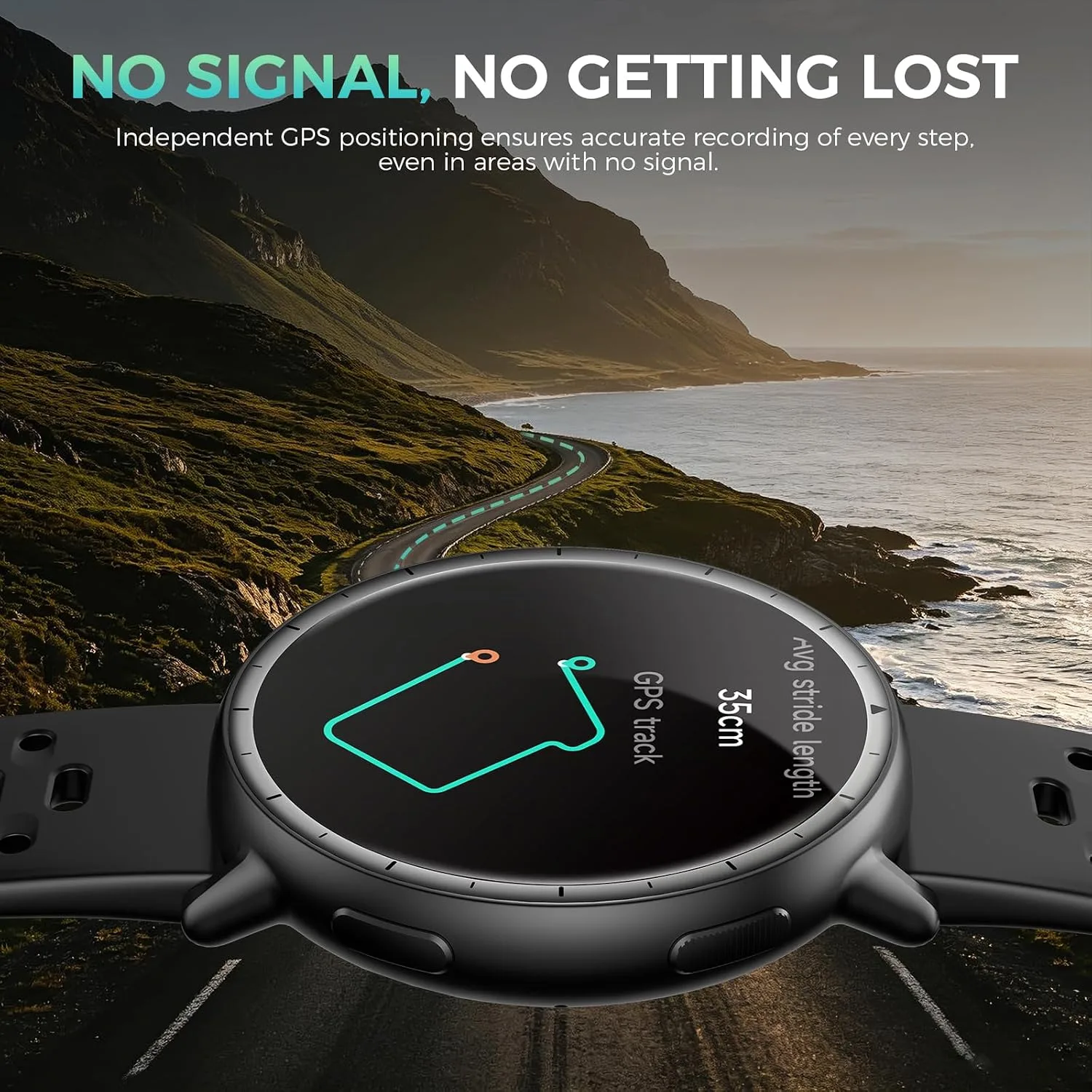 EGQINR GPS Smart Watch for Men Women, 1.32" AMOLED, 5ATM Fitness Tracker