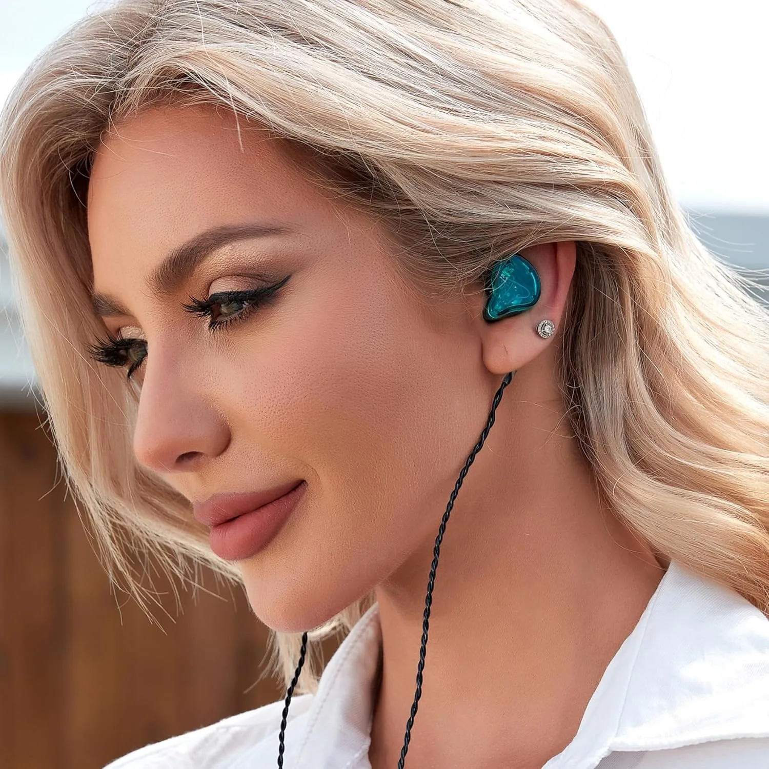 YINYOO CCZ Melody in Ear Monitors Earphones Headphones Wired Earbuds Without Microphone IEM HiFi Bass with 1DD 1BA, Ear fins, 4N OFC Cable for Musicians, Singer, on Stage, Studio (Green, Without mic)