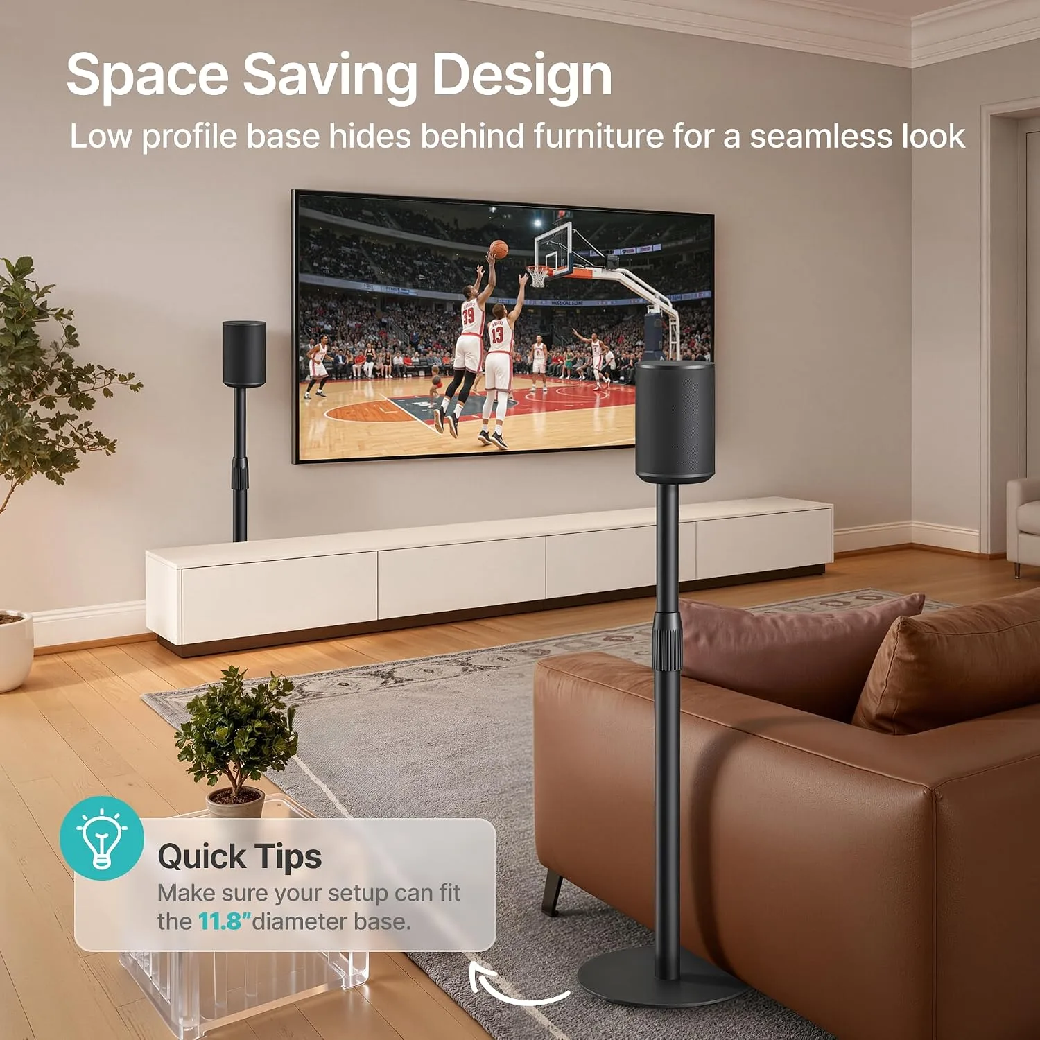 26.9"-42.6" Speaker Stands Compatible with Sonos Era 300 and 100, 1 Pack