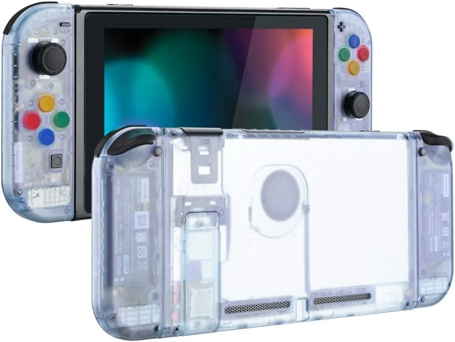 eXtremeRate DIY Replacement Shell Buttons for Nintendo Switch, Back Plate for Switch Console, Housing with Colorful Buttons for Joycon Handheld Controller - Glacier Blue [No Electronics Parts]