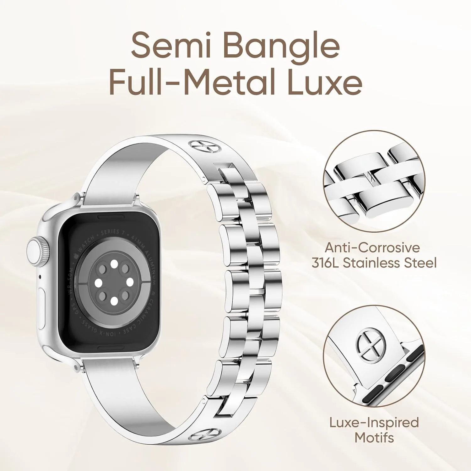 Missair Compatible with Apple Watch Band 38mm 40mm 41mm 42mm 44mm 45mm 46mm 49mm, Stainless Steel Metal Strap Women Dressy Bracelet Wristband for iWatch Series 11 10 9 8 7 6 5 4 3 2 1 SE Ultra