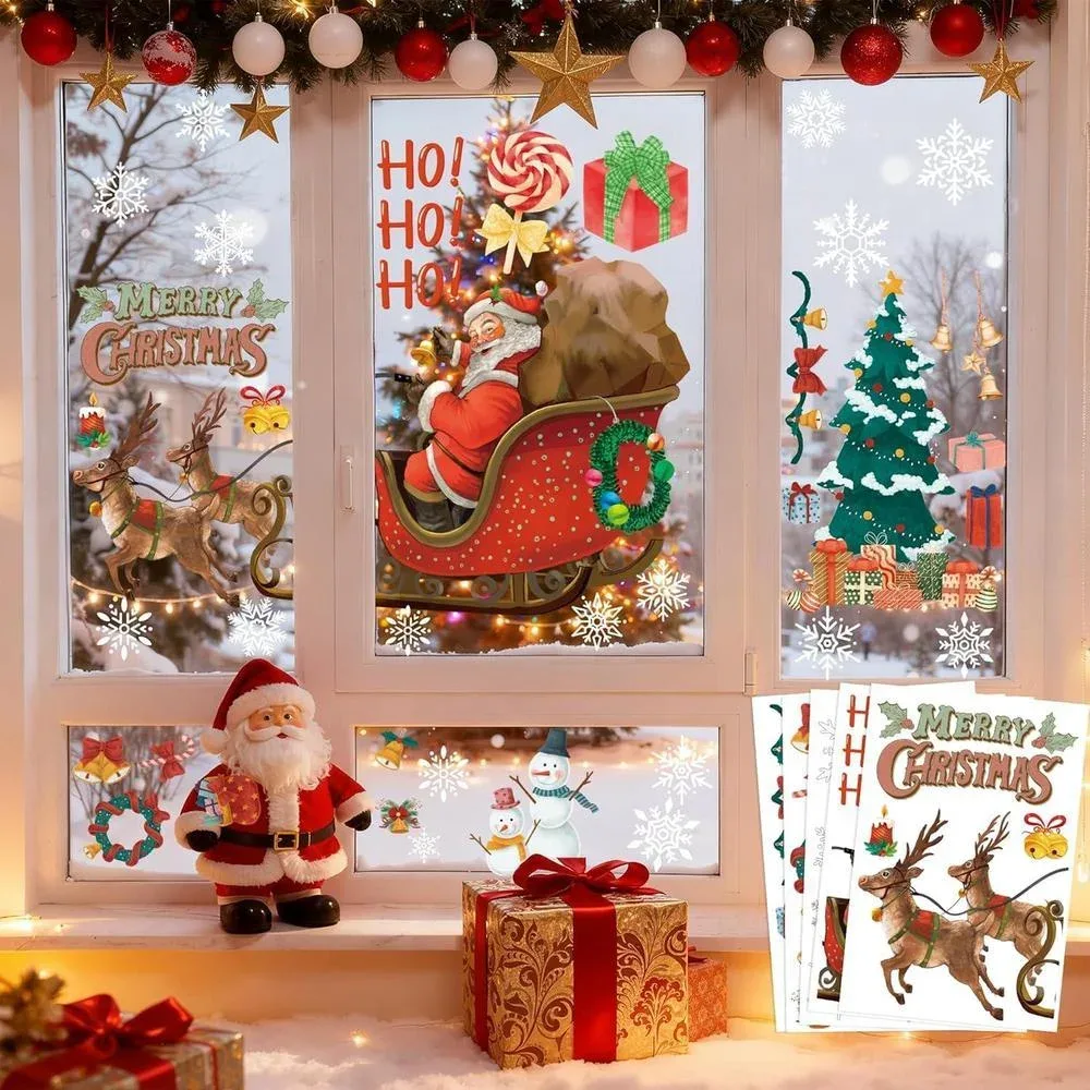 Adornos Navideños Mddruiqi Stickers Copos de Nieve para Ventanas 20x30 cm