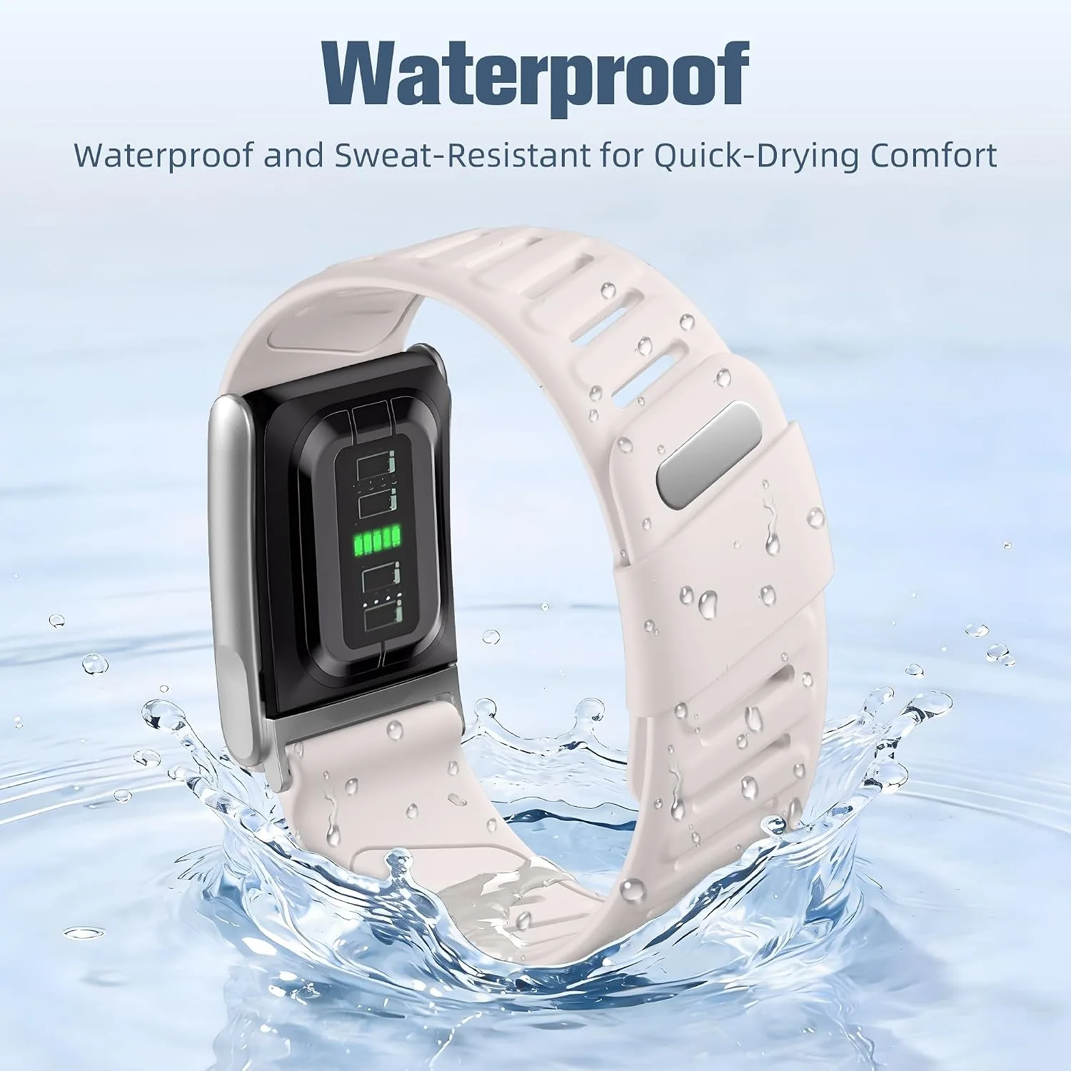 Getino Sport Band Compatible with Whoop 5.0 Bands One, Peak and Life/MG, Breathable Waterproof Silicone Adjustable Replacement Accessories Strap for Whoop Band 5.0 Fitness Activity Tracker, Starlight