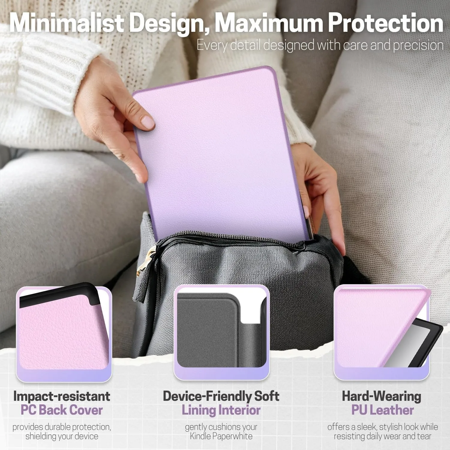 TNP Kindle Paperwhite 12th Gen Case, Colorsoft 7-Inch Cover, Pink Purple
