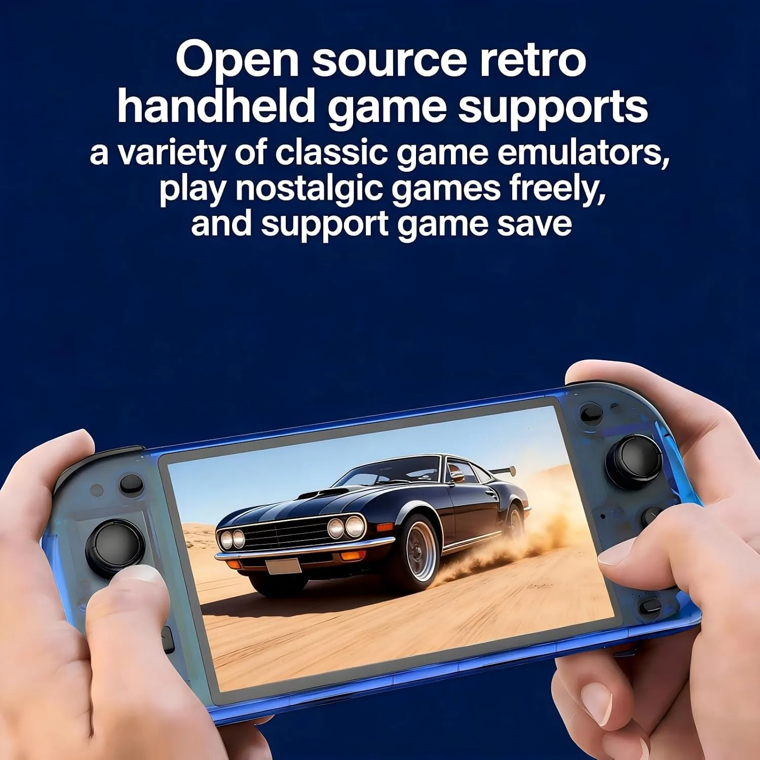 Retro Handheld Game Console 5.1-Inch IPS Screen,Transparent Black