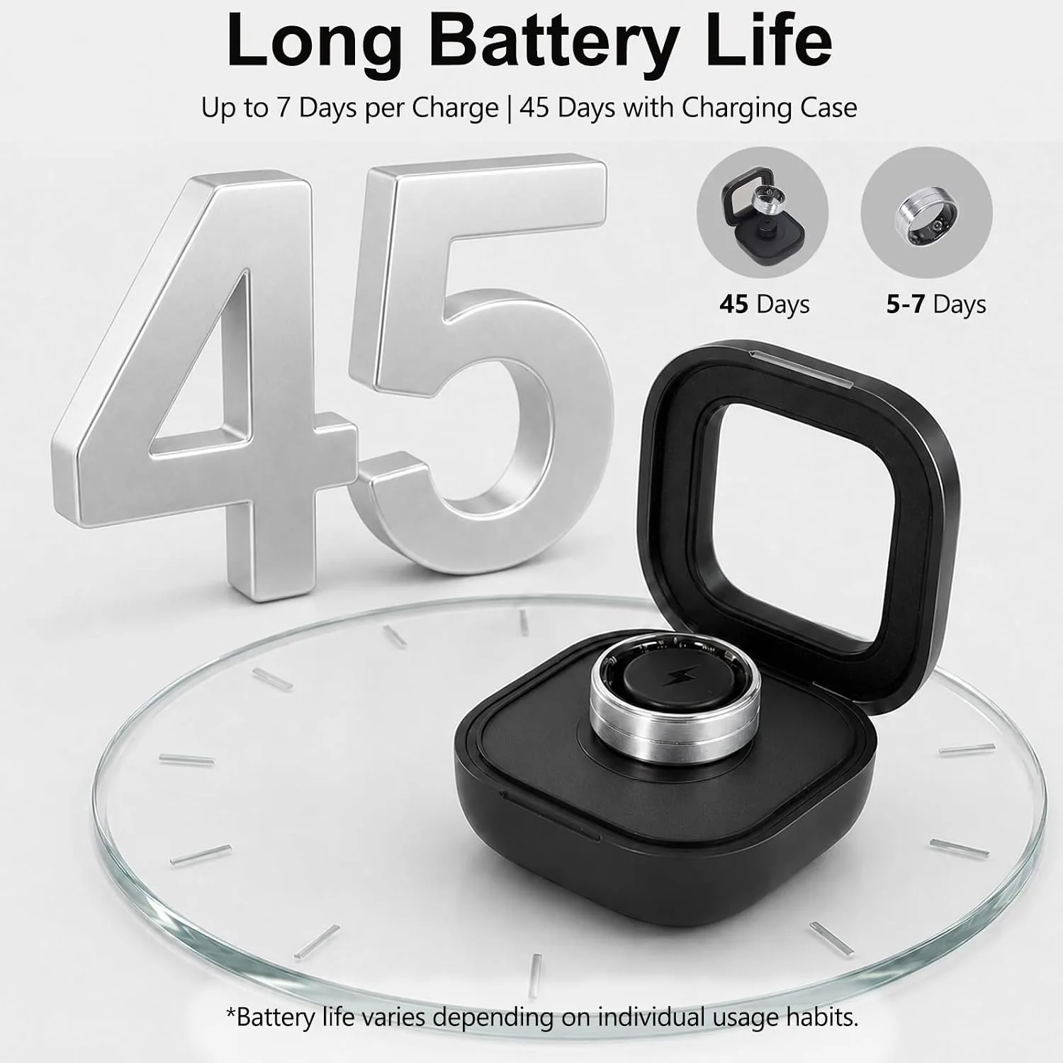Smart Ring for Women Fitness Ring Health Ring, No Subscriptio Silver 9#
