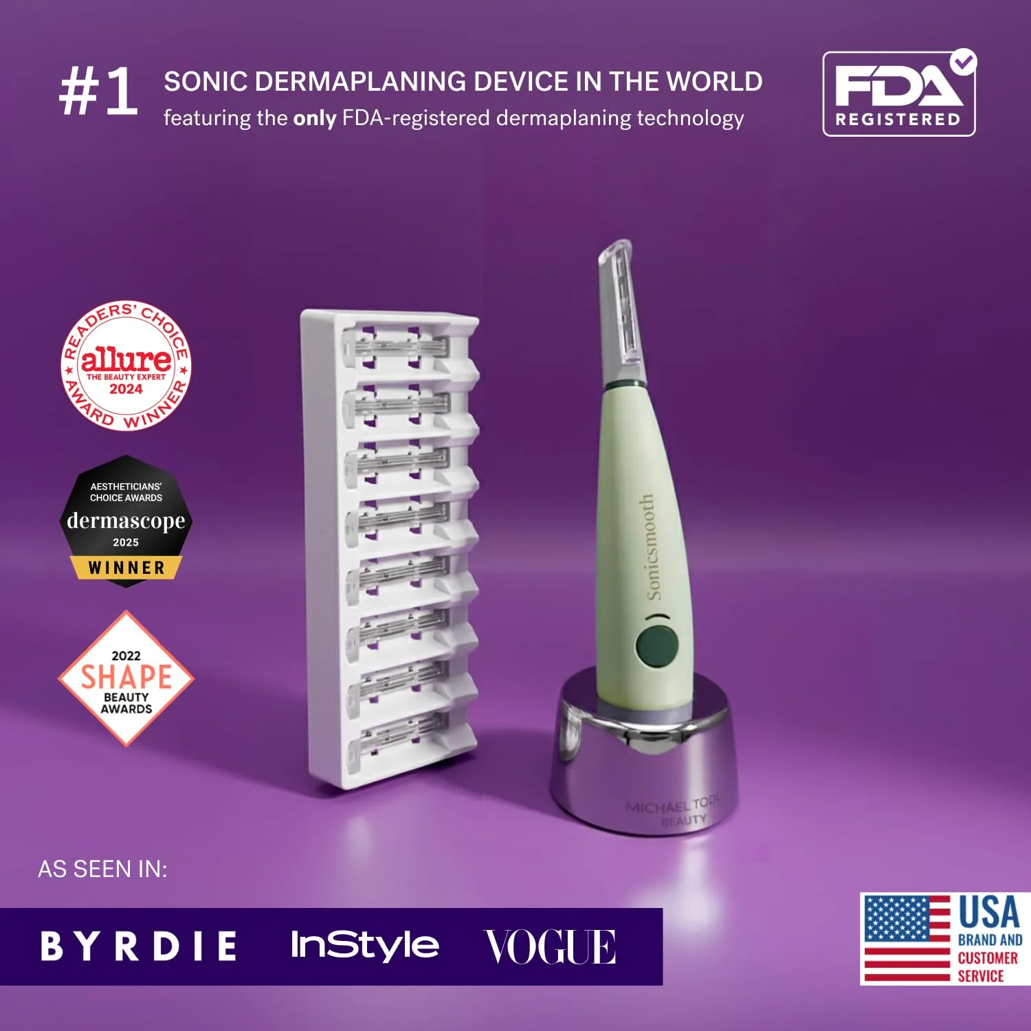MICHAEL TODD Beauty Sonicsmooth Dermaplane Razor for Women Face