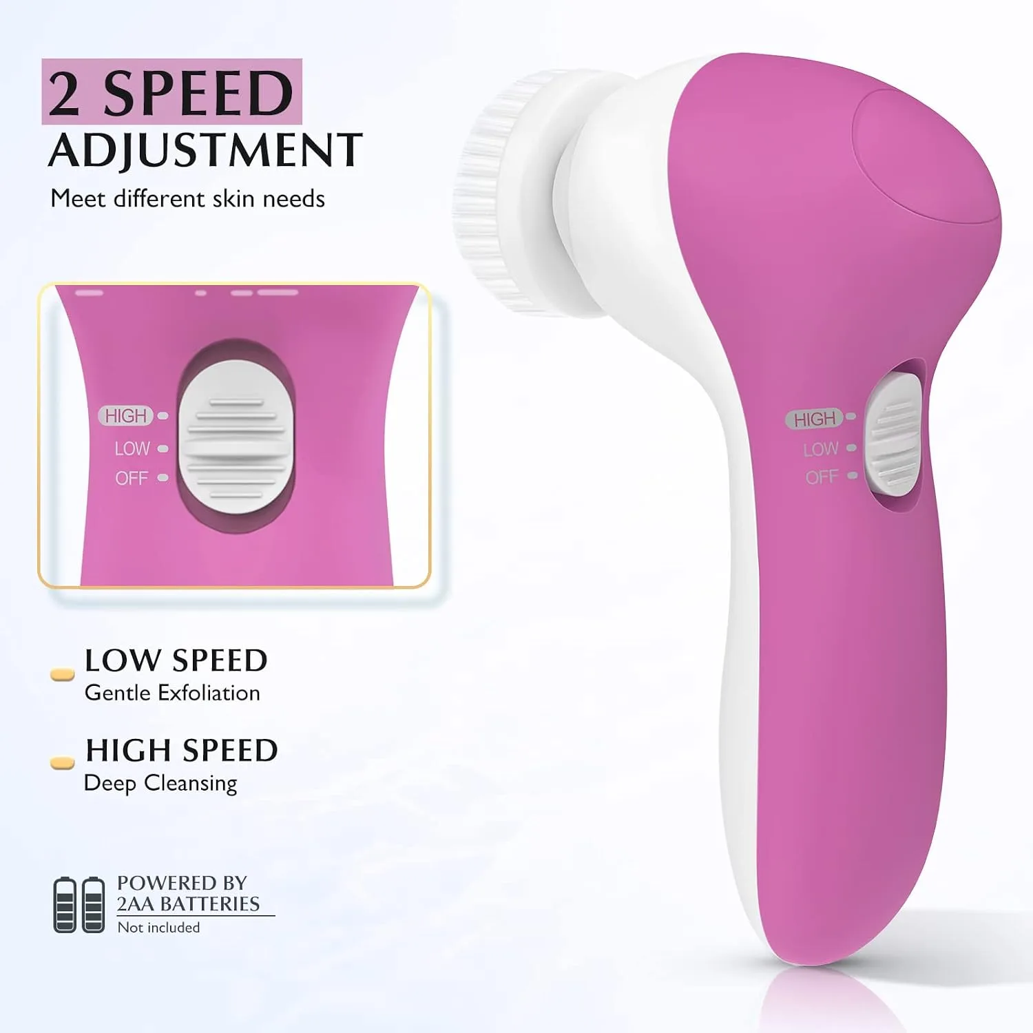 COSLUS Facial Cleansing Brush Face Scrubber, Upgrade Set, Pearl Pink