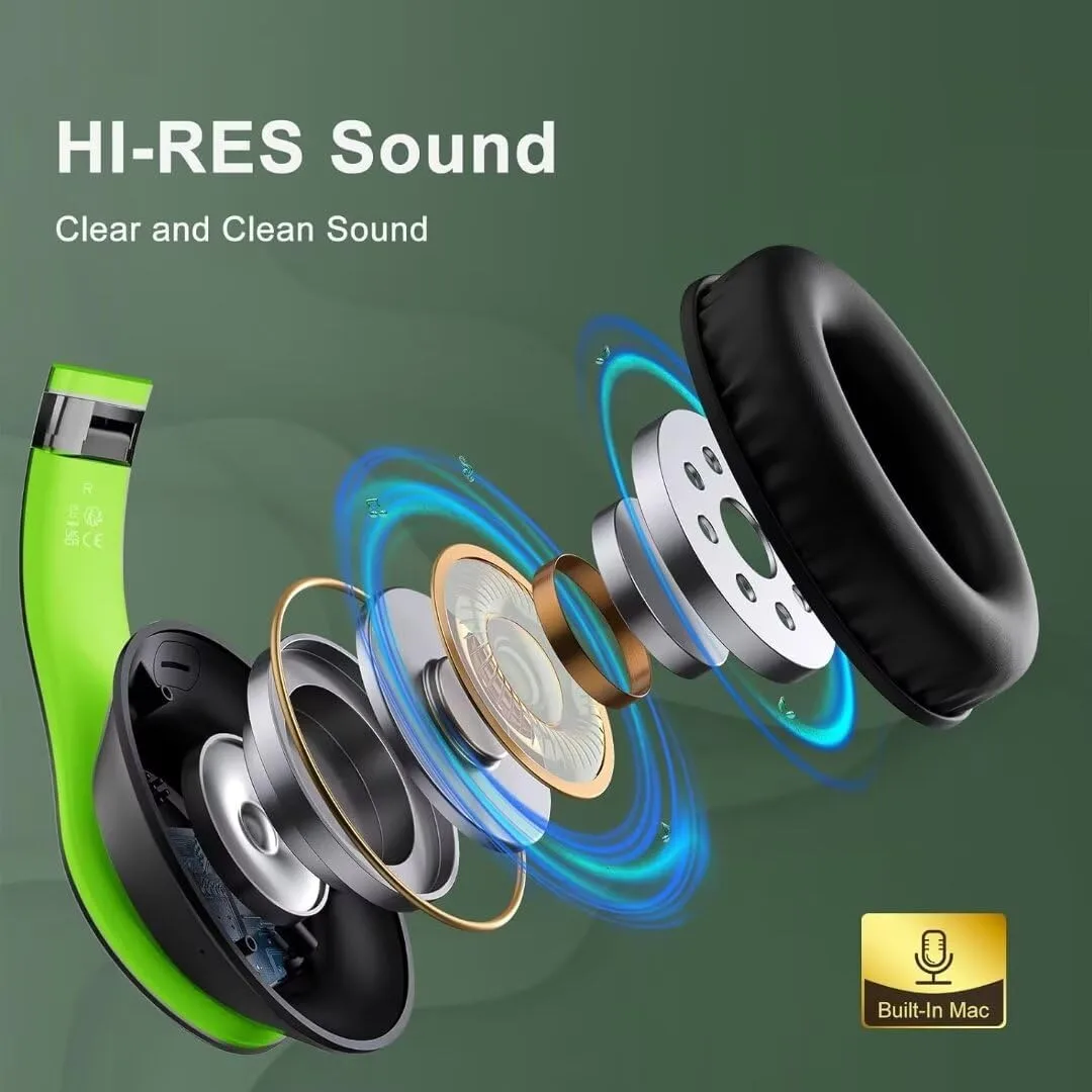 Wireless Bluetooth Headphones Over Ear V6.0 HiFi Stereo with Mic