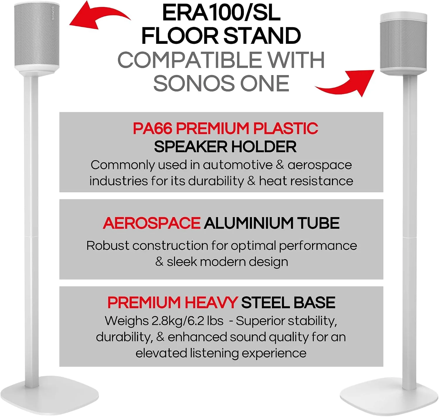 Sound bass ERA 100 Floor Stand, Twin (2pcs), White, Double, Pair
