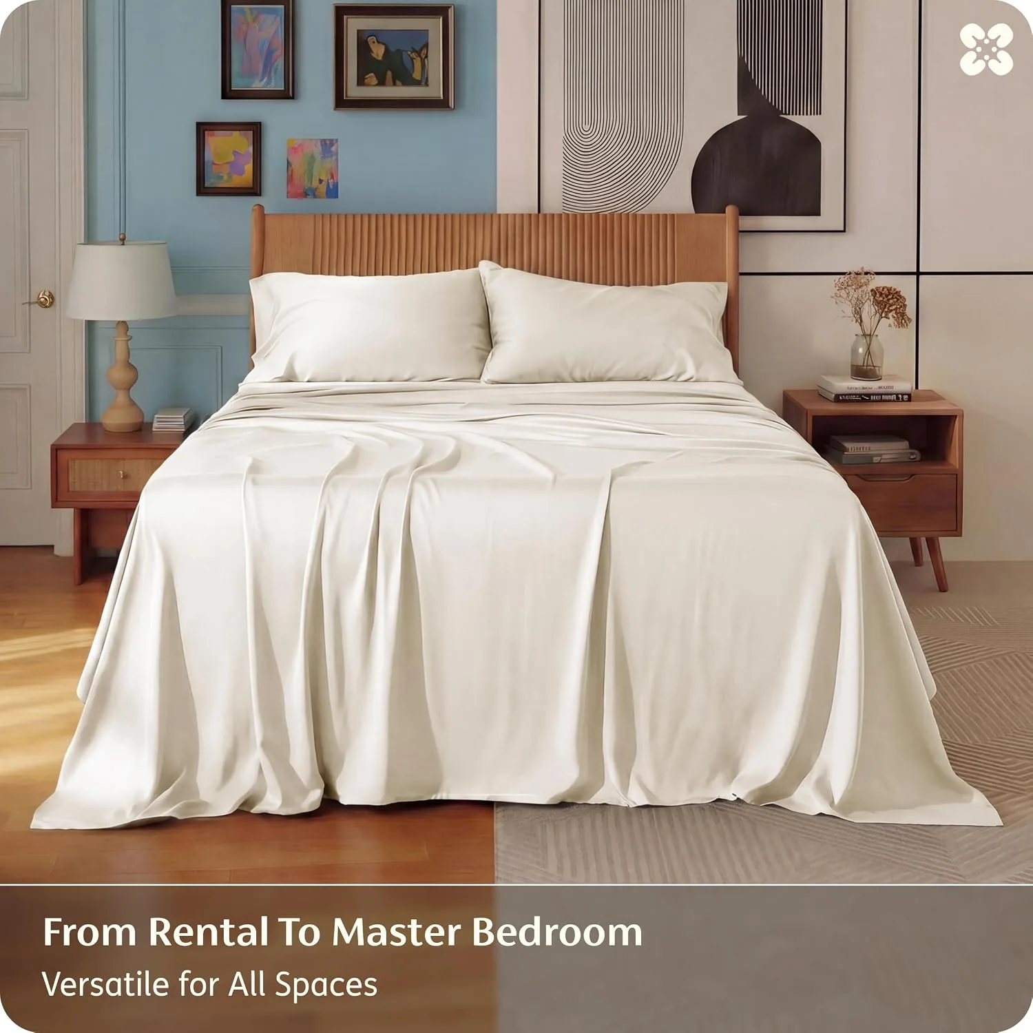 Bedsure PureWoven 100% Rayon Derived from Bamboo, Full Size Sheets, 4 PCS