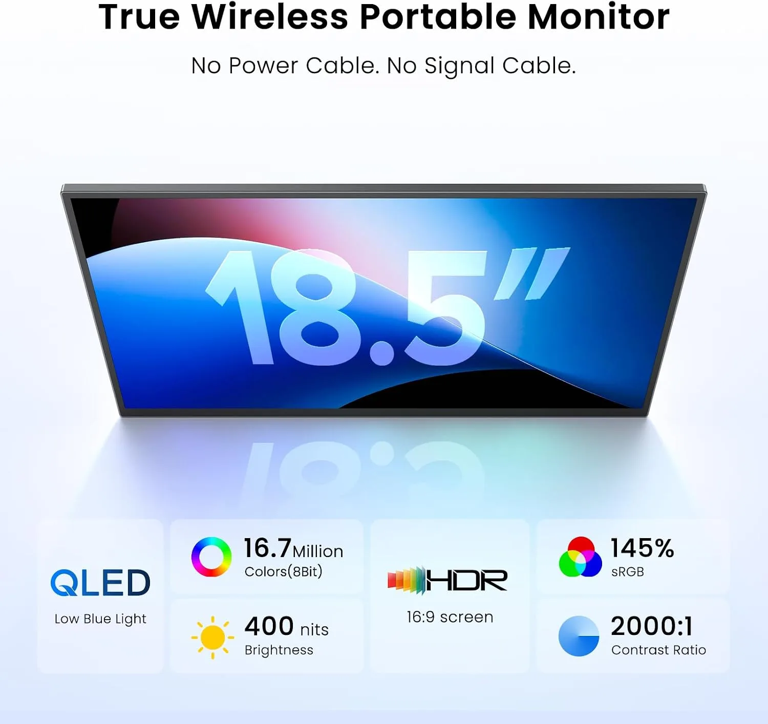 UPERFECT 18.5" 1080P 100Hz Wireless Portable Monitor with Battery 10000mAh