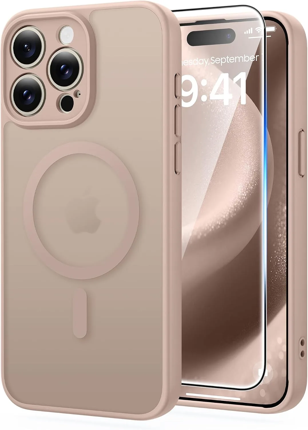 FNTCASE for iPhone 15-Pro Max Case Fit for MagSafe Desert Gold