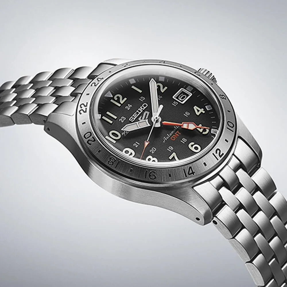 SEIKO Automatic Watch for Men - 5 Sports Collection - Men's Sport Watch, Stainless Steel, GMT Hand - Water-Resistant 100M