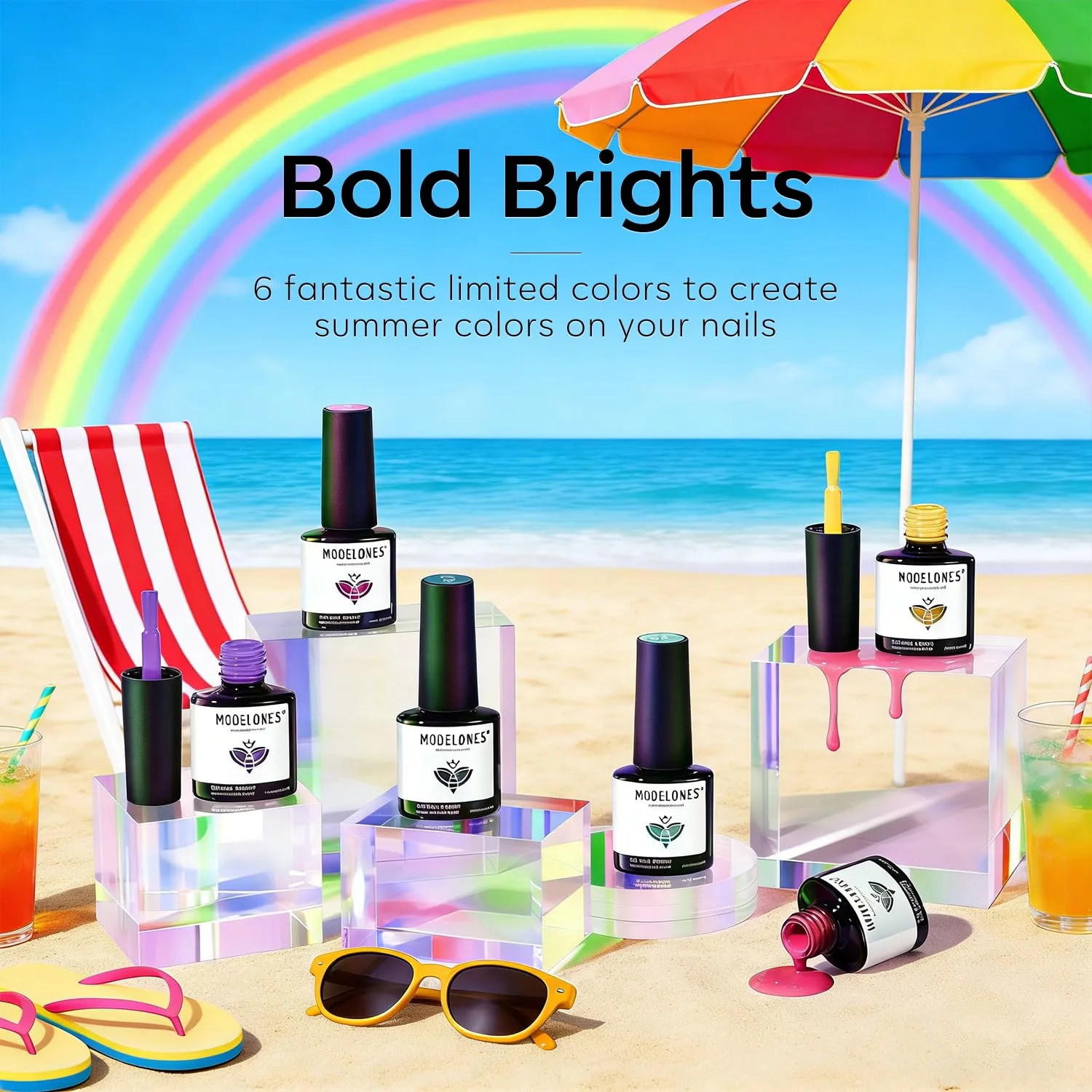 modelones Gel Nail Polish Set Neon 6Colors Hot Pink Blue Navy Summer