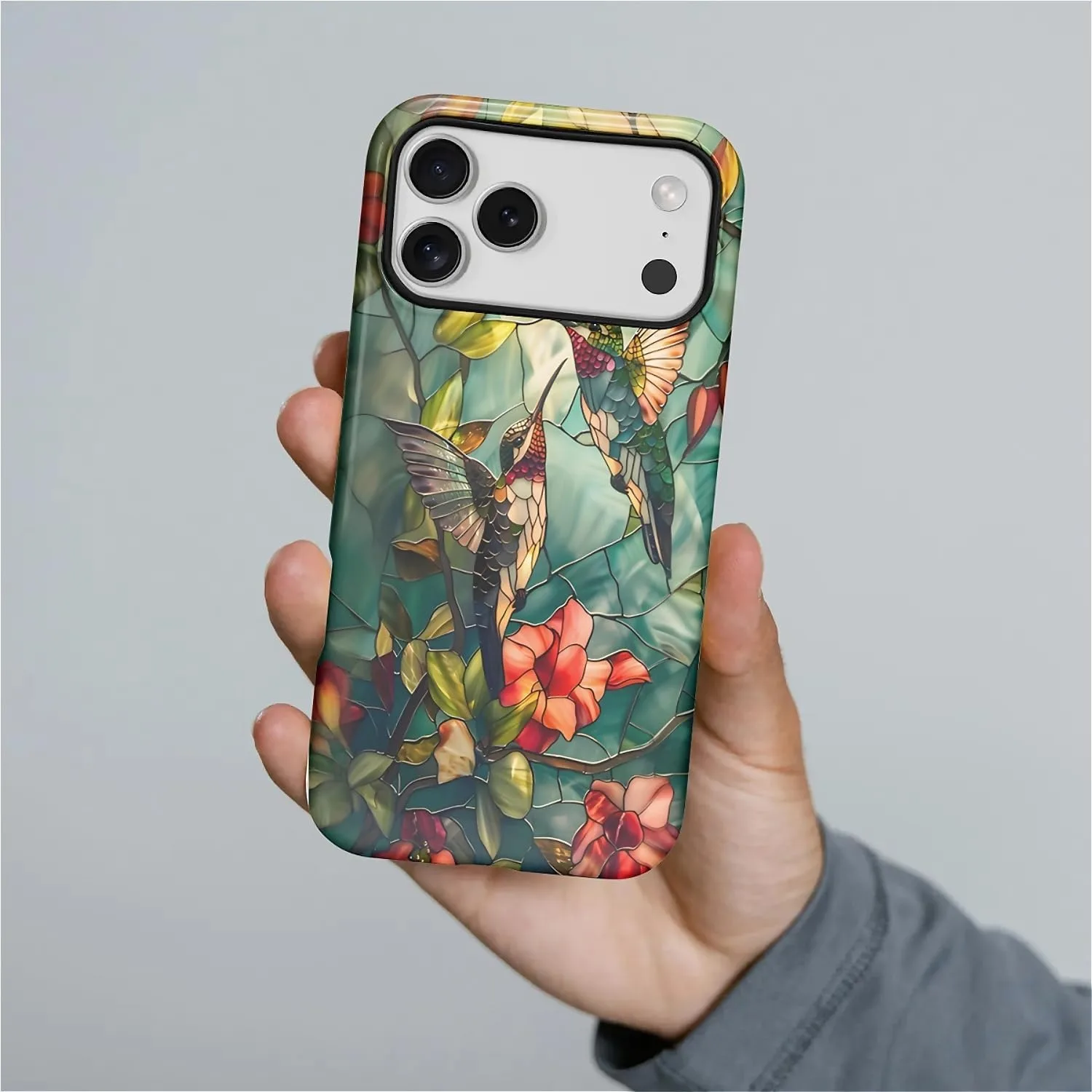 DAIZAG Case for iPhone 17 Pro Max,Mixed 2 Layer Design Shockproof Soft TPU Ddouble Protection Phone Case for iPhone 17 Pro Max-Gorgeous Hummingbird