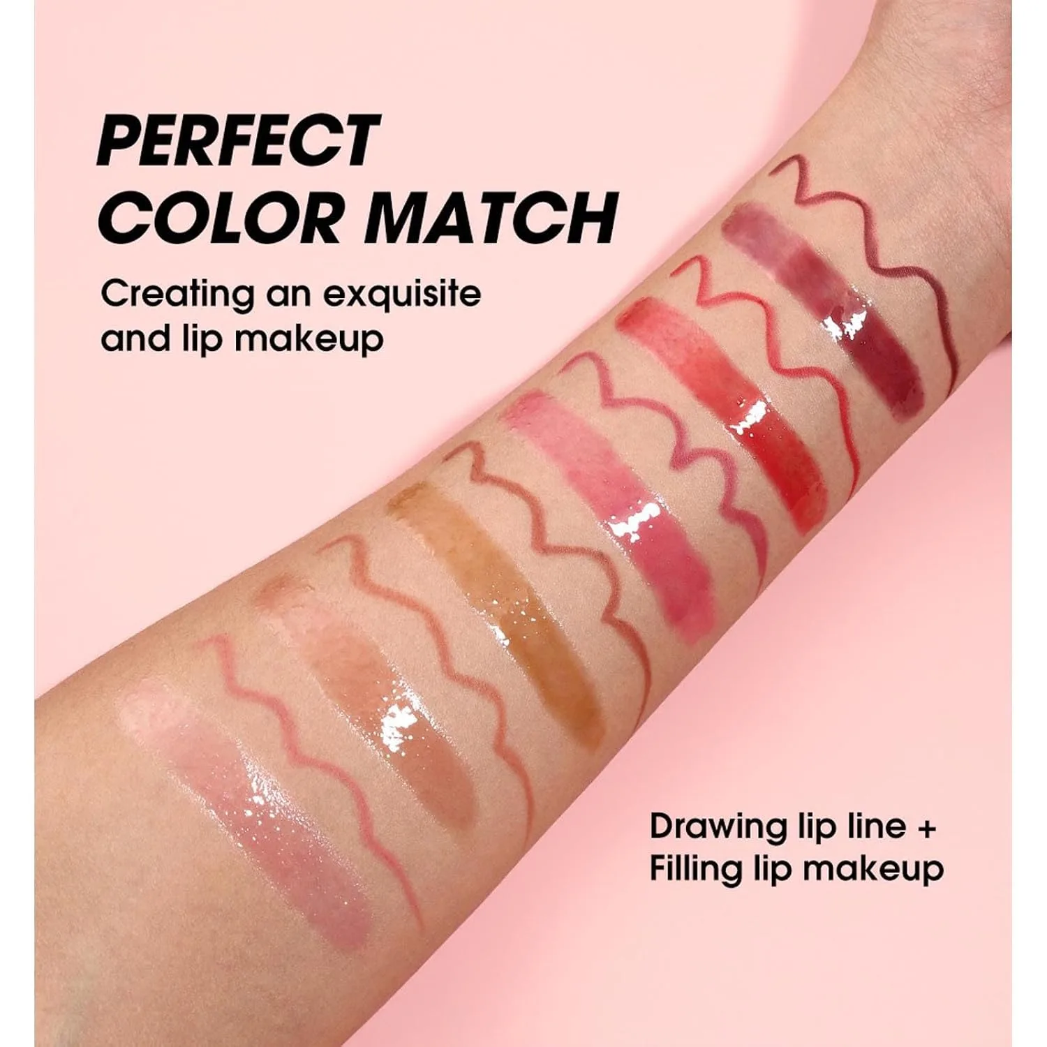 Lip Liner And Drip Gloss Lip Oil Set, 6 Shades Creamy Lip Makeup Kit For Beginner Long Lasting Dewy Lip Look (12#)
