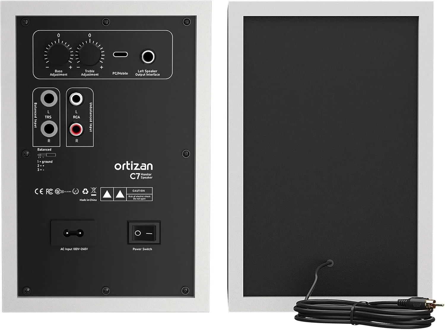 Ortizan C7 Powered Studio Monitors Pair with Bluetooth 5.3, White
