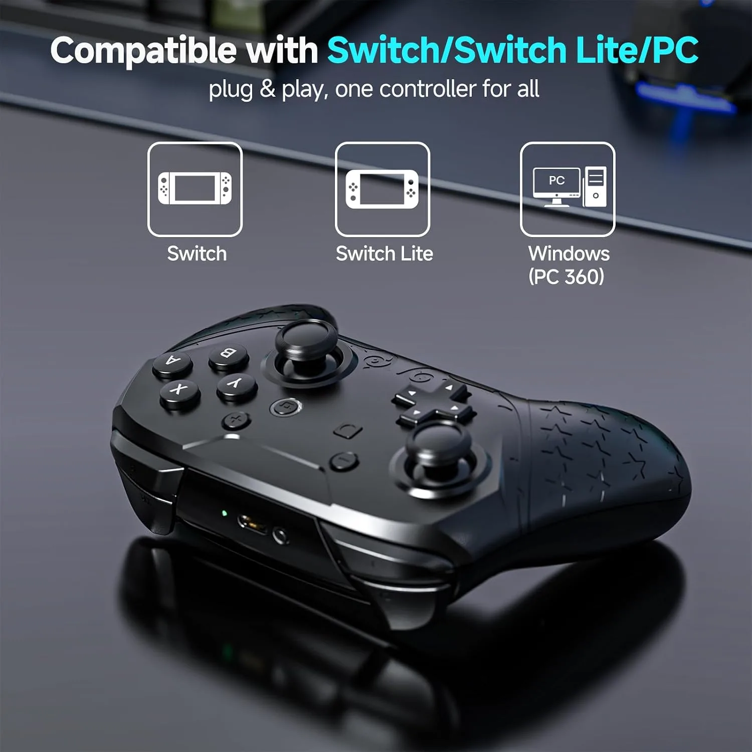 YAEYE Wireless Switch Pro Controller with Bluetooth 5.0 & NFC Amiibo, 1000mAh Switch Controller for Nintendo Switch/Switch Lite/Switch OLED/PC, Gamepad with 6-Axis Gyro Dual Vibration Turbo Screenshot