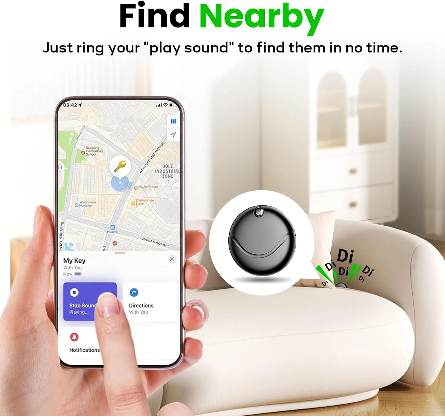 Air Tracker Tags-2 Pack Black, Bluetooth Tracker Works with Apple Find My (iOS Only), Smart Tag with Lanyard, Item Finder for Luggage, Key, Suitcases, Replaceable Battery, IP67 Waterproof Tracking Tag