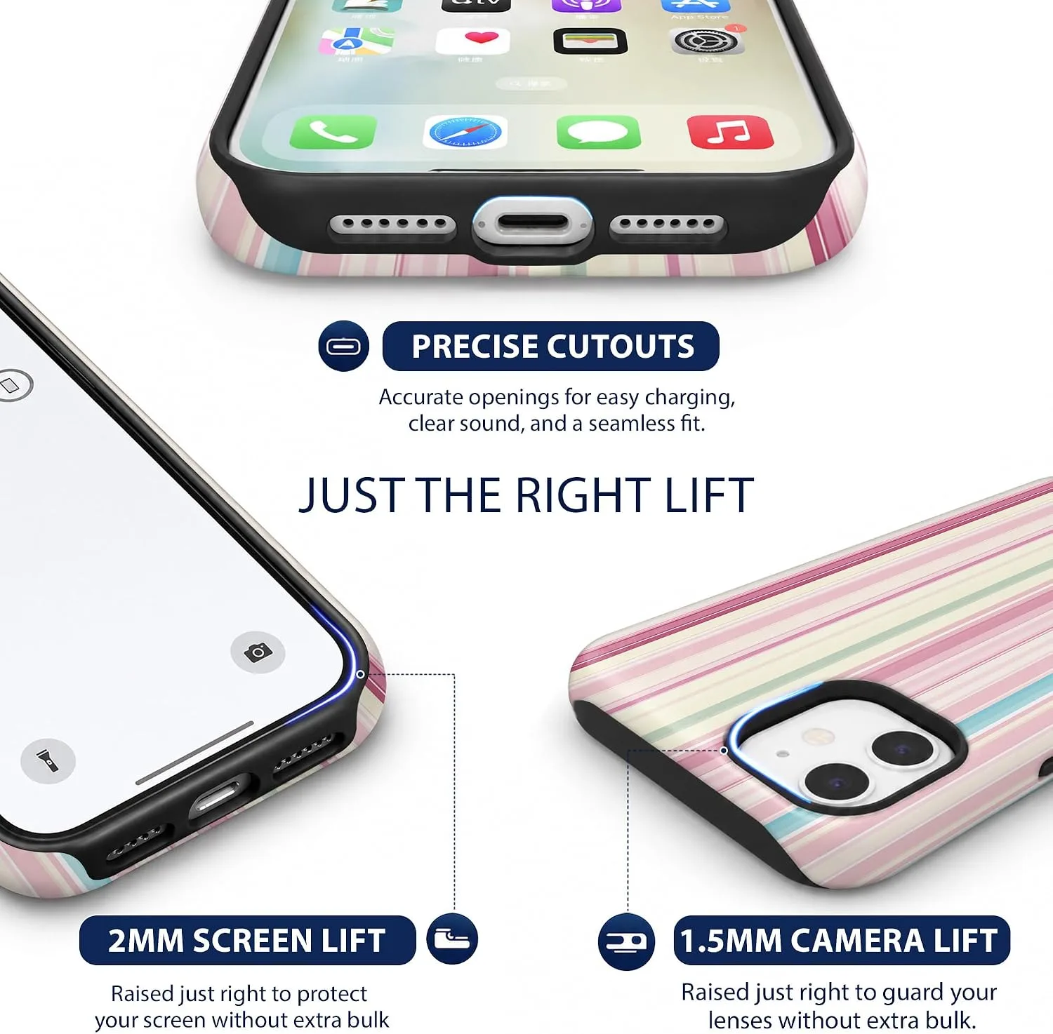 Magnetic for iPhone 11 Phone Case, Cute Aesthetic Colorful Striped