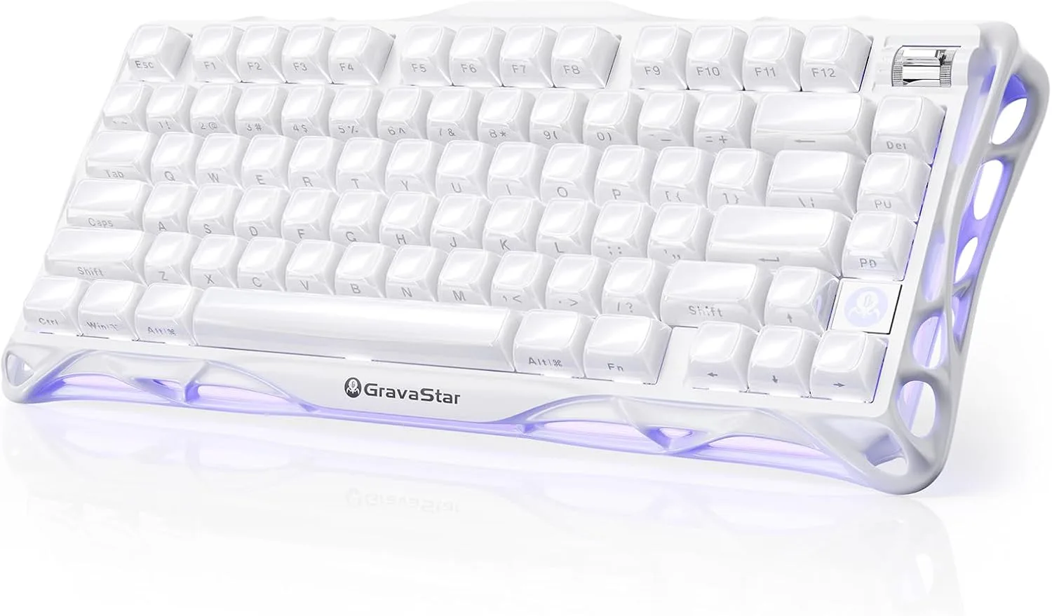 Teclado Gamer Gravastar Mercury K1 Mecánico Inalámbrico 75% RGB Blanco