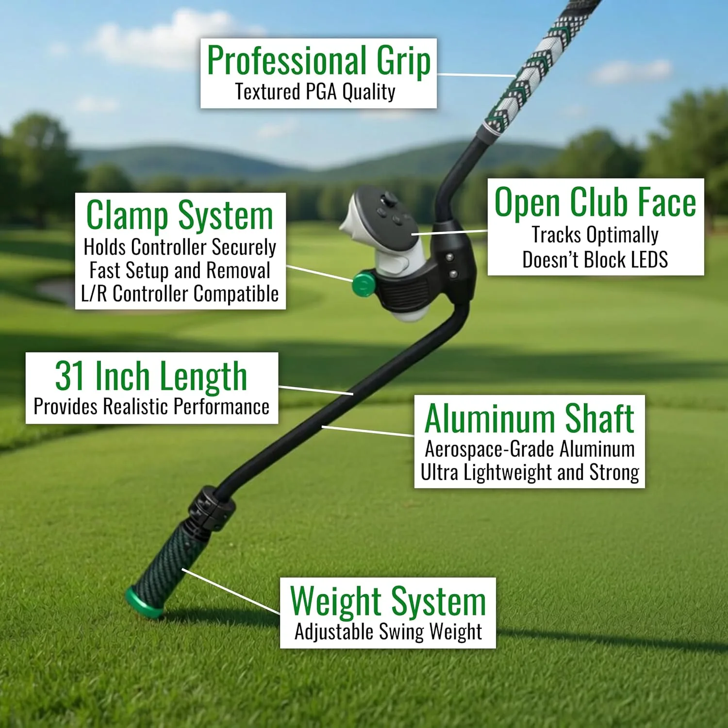 DeadEyeVR - DriVR Golf Club for Quest - Realistic VR Golf Simulator Handle - Weighted VR Golf Club Grip for Enhanced Play (DriVR Apex)