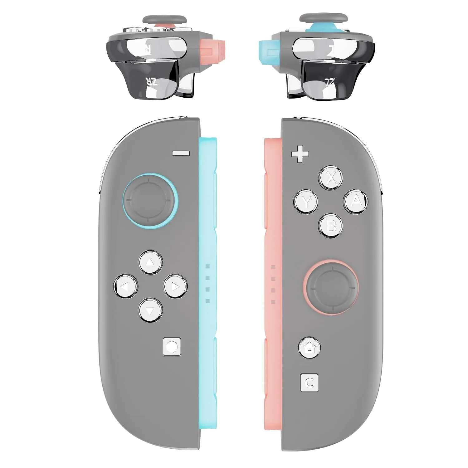 eXtremeRate DIY Replacement Full Set Buttons for Joycon 2, Custom ABXY Direction Keys Dpad + - C Home Capture Release L R ZR ZL Trigger Buttons for Nintendo Switch 2 Controller - Chrome Silver