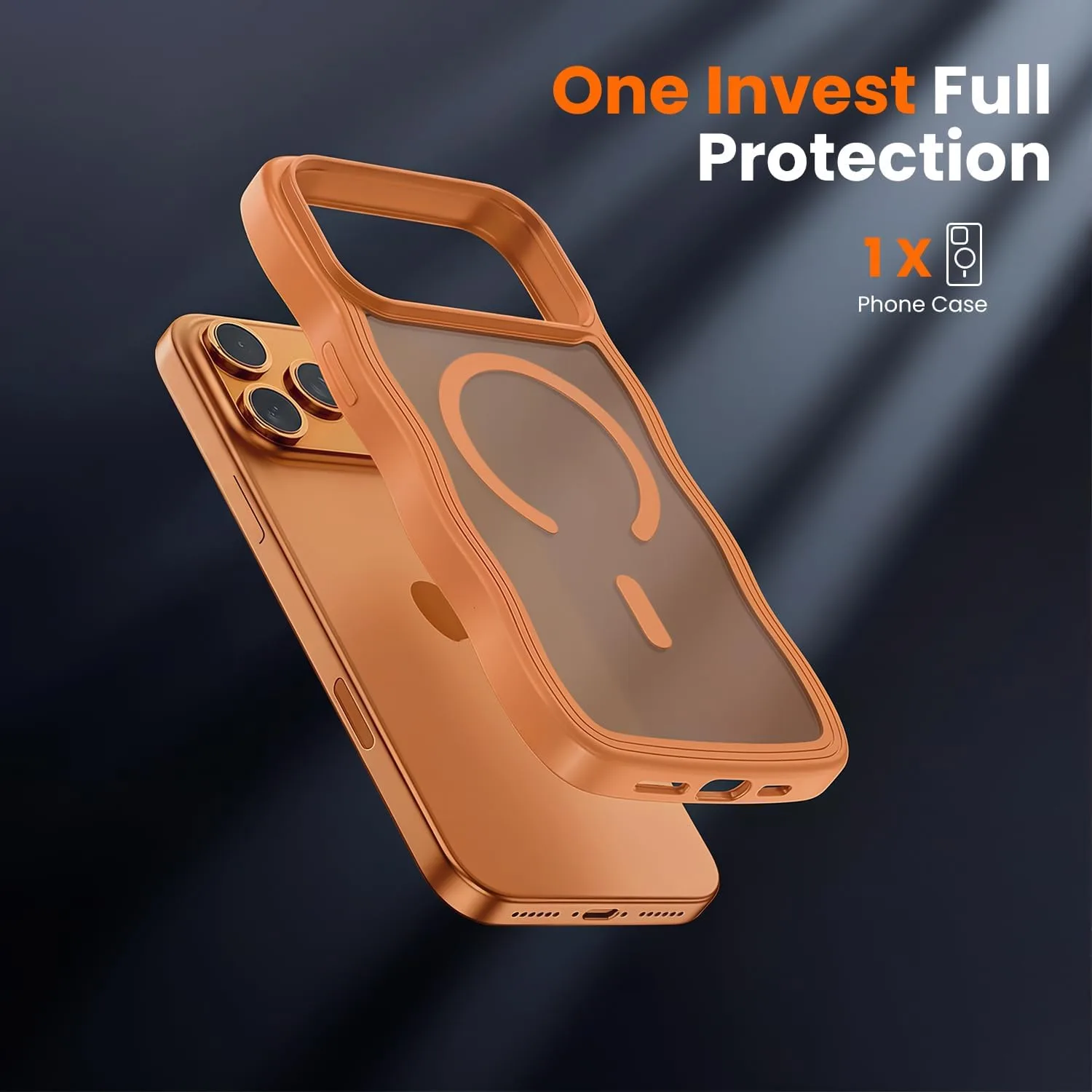 toushion for iPhone 17 Pro Case Cute Orange Wave Edge